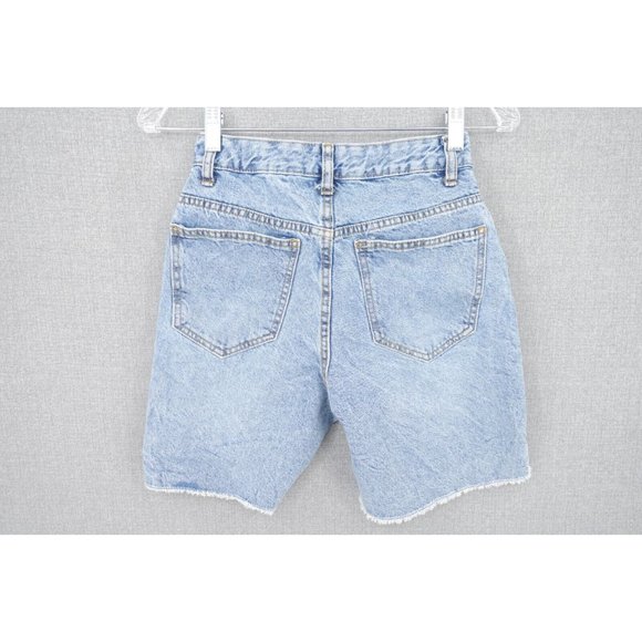 Cotton On Denim Shorts Womens 2 Blue High Rise Cutoff Stretch Bermuda - Picture 7 of 11